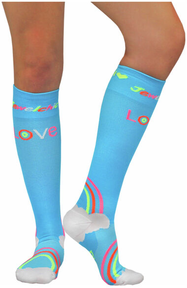 Clearance About The Nurse Women's Knee High 20-30 mmHg Jewelchic Rainbow Print Compression Sock, , large