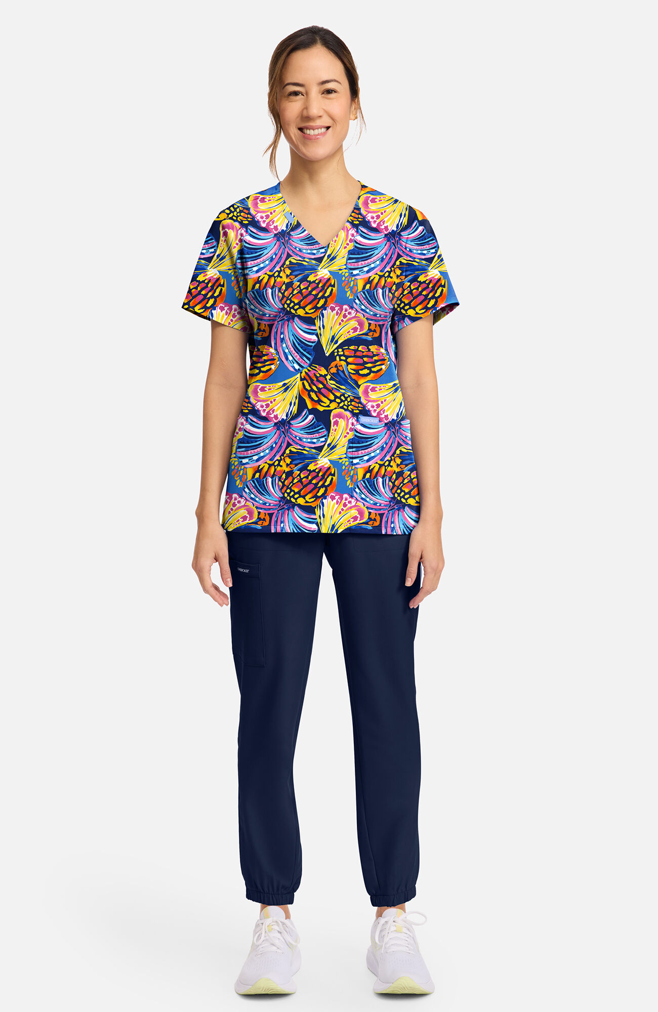 Women's Winging It Print Scrub Top, , large