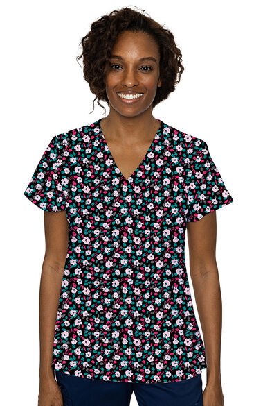 Clearance Women's Vicky Animal Floral Print Scrub Top, , large