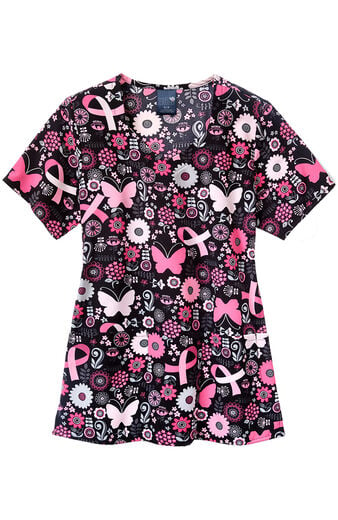 Clearance Women's Butterflies And Bows Print Scrub Top