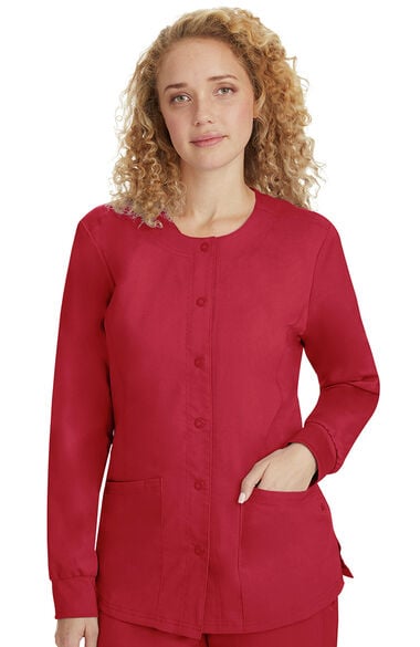 Women's Daisy Snap Warm Up Solid Scrub Jacket, , large