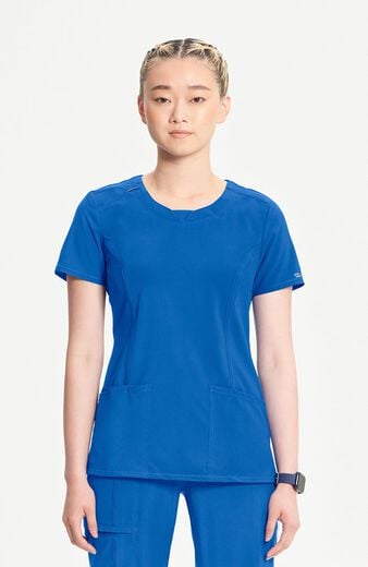 Women's Split Round Neck Solid Scrub Top Women's Split Round Neck Solid Scrub Top