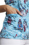 Women's V-Neck Winter Vibes Print Scrub Top, , large