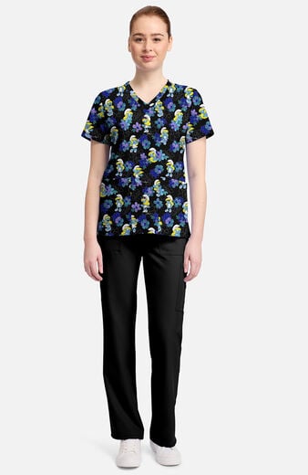 Women's Being Smurfette Print Scrub Top Women's Being Smurfette Print Scrub Top