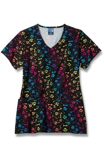 Clearance Women's V-Neck Ombre All Day Print Scrub Top