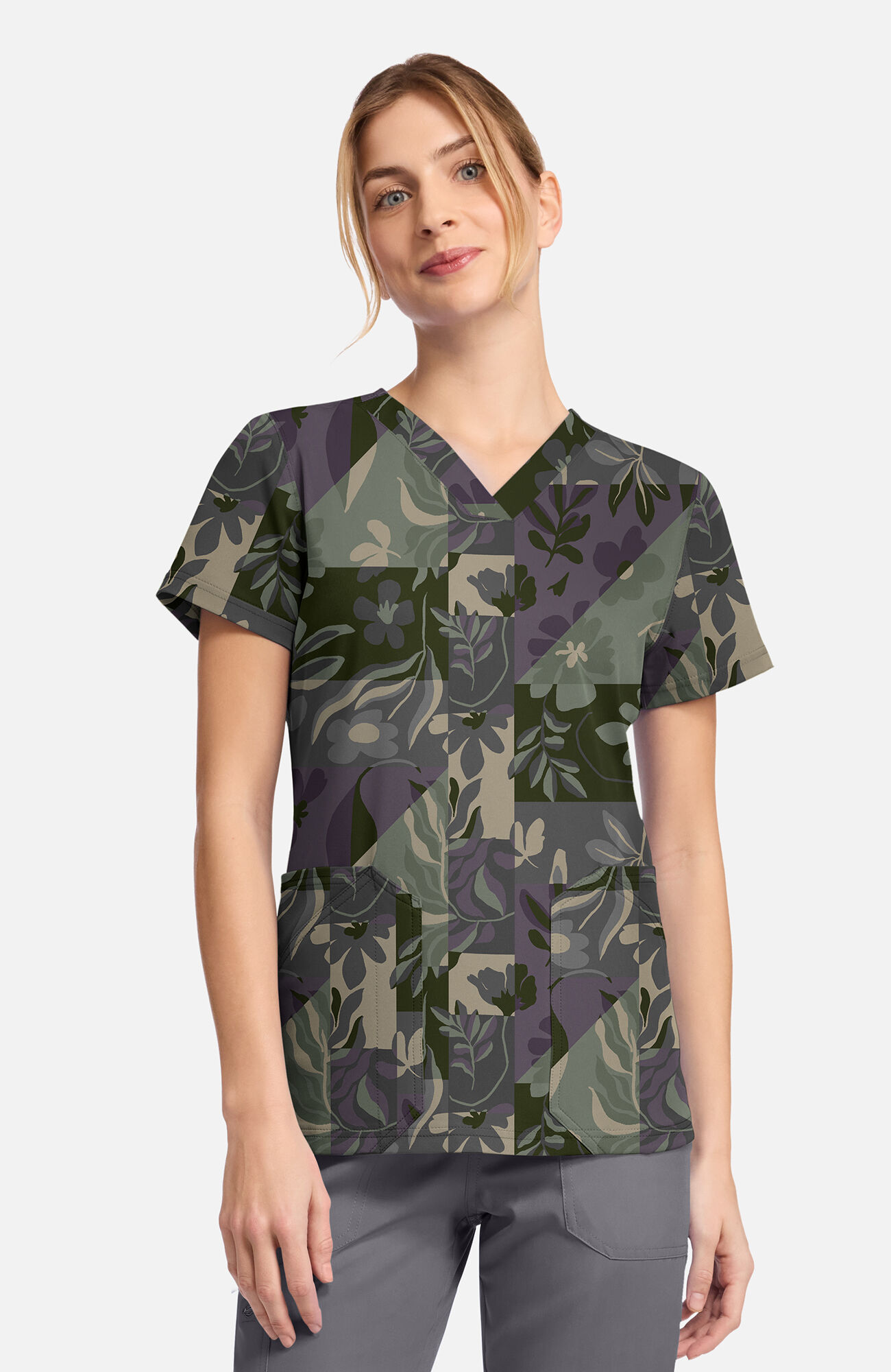 Women's Floral Geo Print Scrub Top