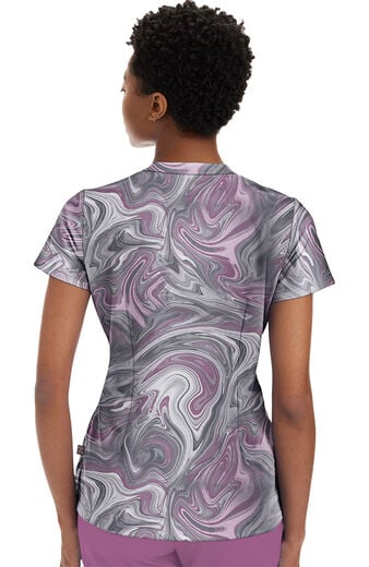 Clearance Women's Ivy Marble Effect Print Scrub Top