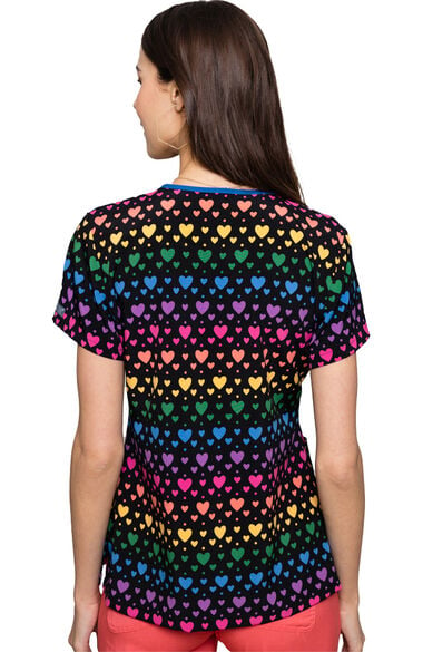 Women's Vicky Rainbow Heart Print Scrub Top, , large
