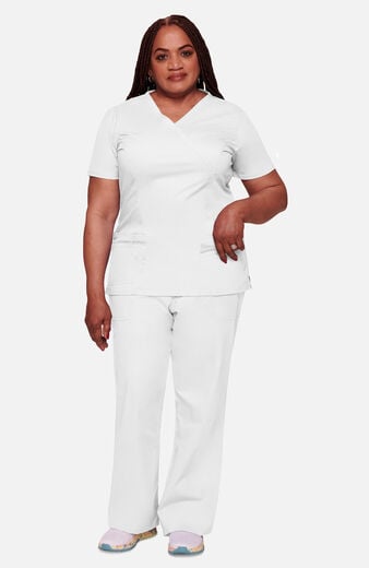 Women's Scrub Set: Mock Wrap Top & Drawstring Pant Women's Scrub Set: Mock Wrap Top & Drawstring Pant