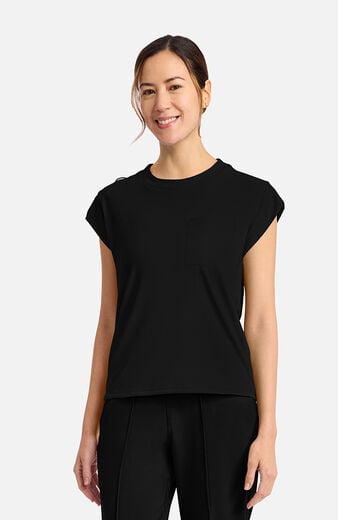 Women's Tuck-In Chest Pocket Crew Neck Scrub Top Women's Tuck-In Chest Pocket Crew Neck Scrub Top