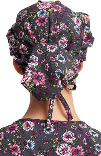 Clearance Women's Romantic Garden Print Bouffant Scrub Hat