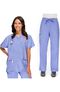 Clearance Women's V-Neck Top and Cargo Pant Scrub Set, , large