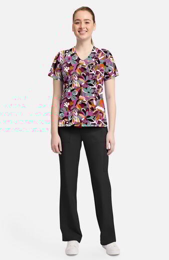 Women's Cut Flowers Print Scrub  Top Women's Cut Flowers Print Scrub  Top