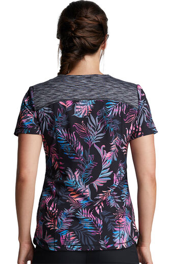 Women's Tie Dye Tropics Print Scrub Top