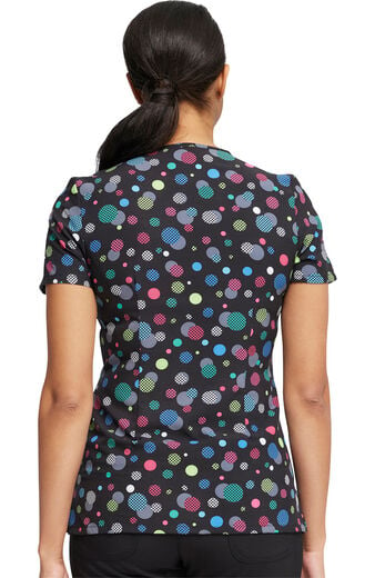 Clearance Women's Checker Dots Print Scrub Top