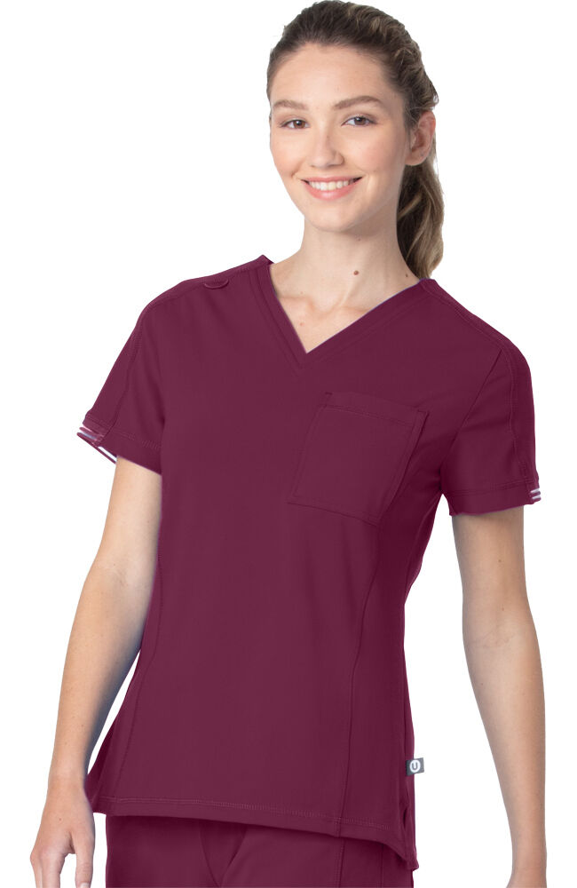 Women s Stripe Trim Solid Scrub Top