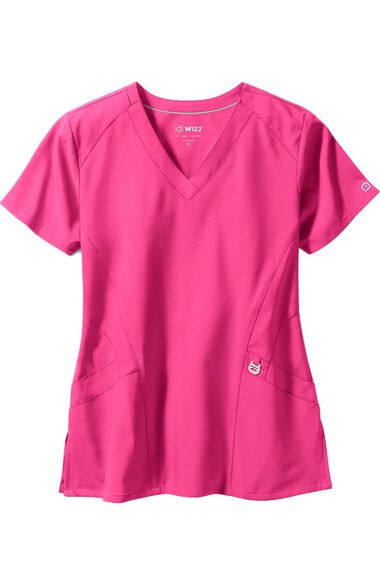Clearance Women's Stylized V-Neck Solid Scrub Top, , large