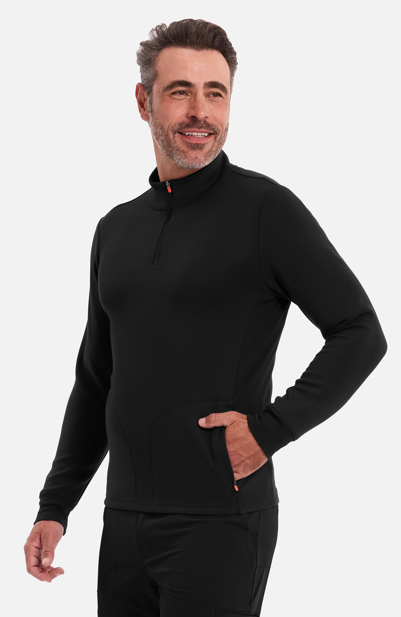 Men's Zip Neck Pullover Scrub Jacket, , large