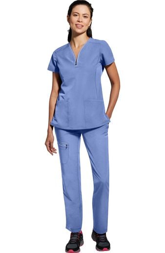 Women's Scrub Set: Sonia Zip Y-Neck Top & Nisha Knit Waistband Pant Women's Scrub Set: Sonia Zip Y-Neck Top & Nisha Knit Waistband Pant