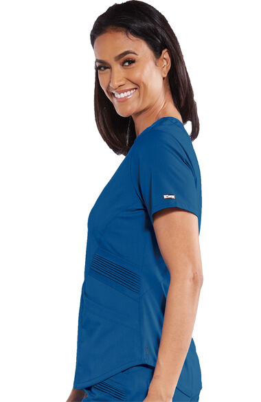 Women's Moto Inspired Solid Scrub Top, , large