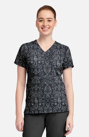 Women's V-Neck First Rodeo Print Scrub Top Women's V-Neck First Rodeo Print Scrub Top