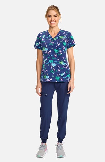 Women's V-Neck Tropic Love Print Scrub Top Women's V-Neck Tropic Love Print Scrub Top