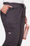 Women's Scrub Set: Mock Wrap Solid Top & Drawstring Pant, , large