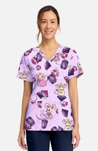 Women's Princess Mouse Print Scrub Top Women's Princess Mouse Print Scrub Top
