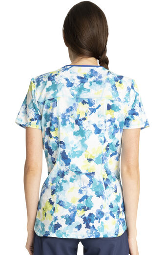 Clearance Women's Zip Front Painterly Perfection Print Scrub Top