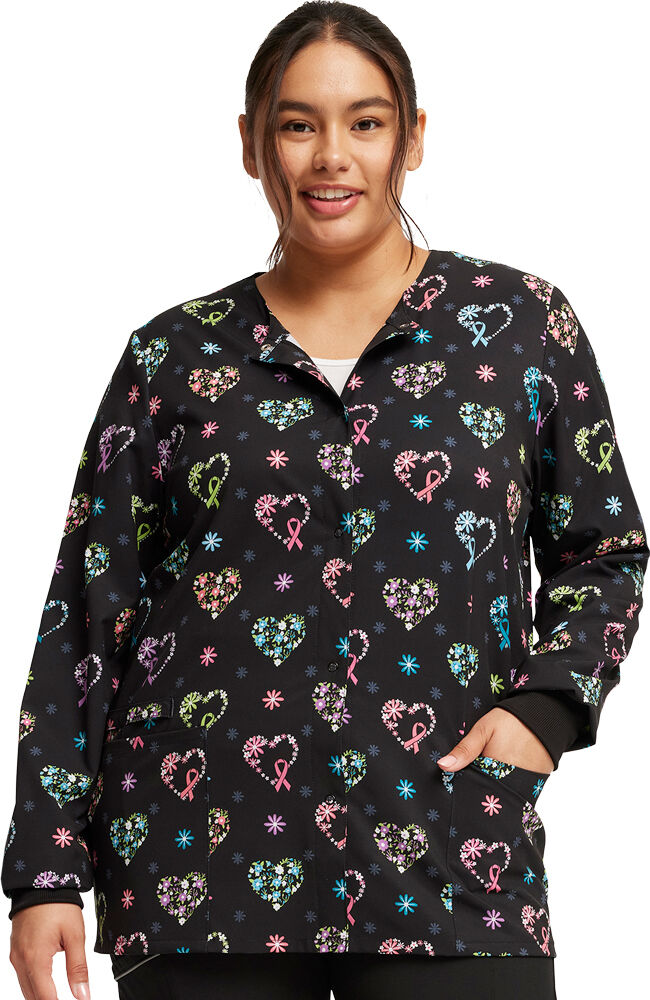 Women s Printed Scrub Jackets Nurse Print Warm up Scrubs