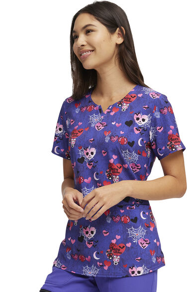 Women's Cheers Witches Print Scrub Top, , large