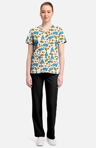 Women's Crunches Print Scrub Top Women's Crunches Print Scrub Top