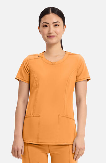 Women's Split Round Neck Solid Scrub Top Women's Split Round Neck Solid Scrub Top