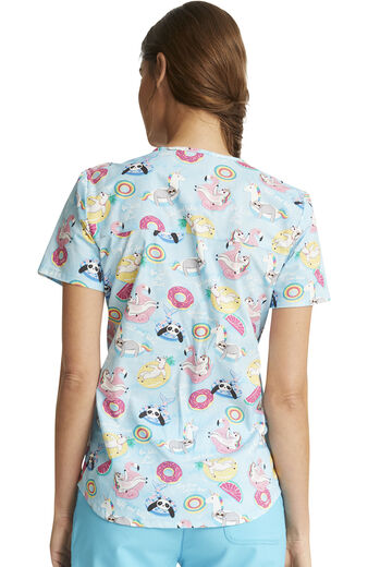 Women's Go With The Float Print Scrub Top