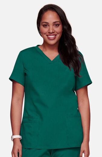 Women's Knit V-Neck Solid Scrub Top Women's Knit V-Neck Solid Scrub Top