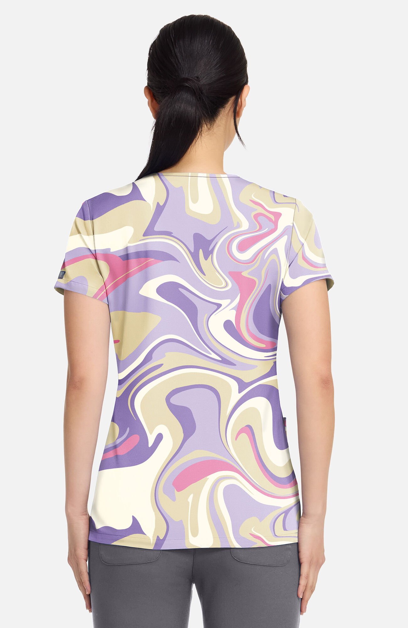 Women's Vicky Sporty Marble Print Scrub Top, , large