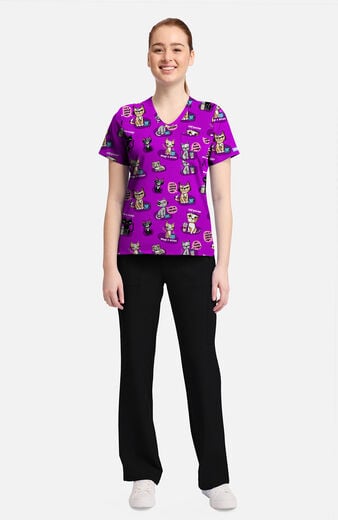 Women's Coffee Talk Print Scrub Top Women's Coffee Talk Print Scrub Top