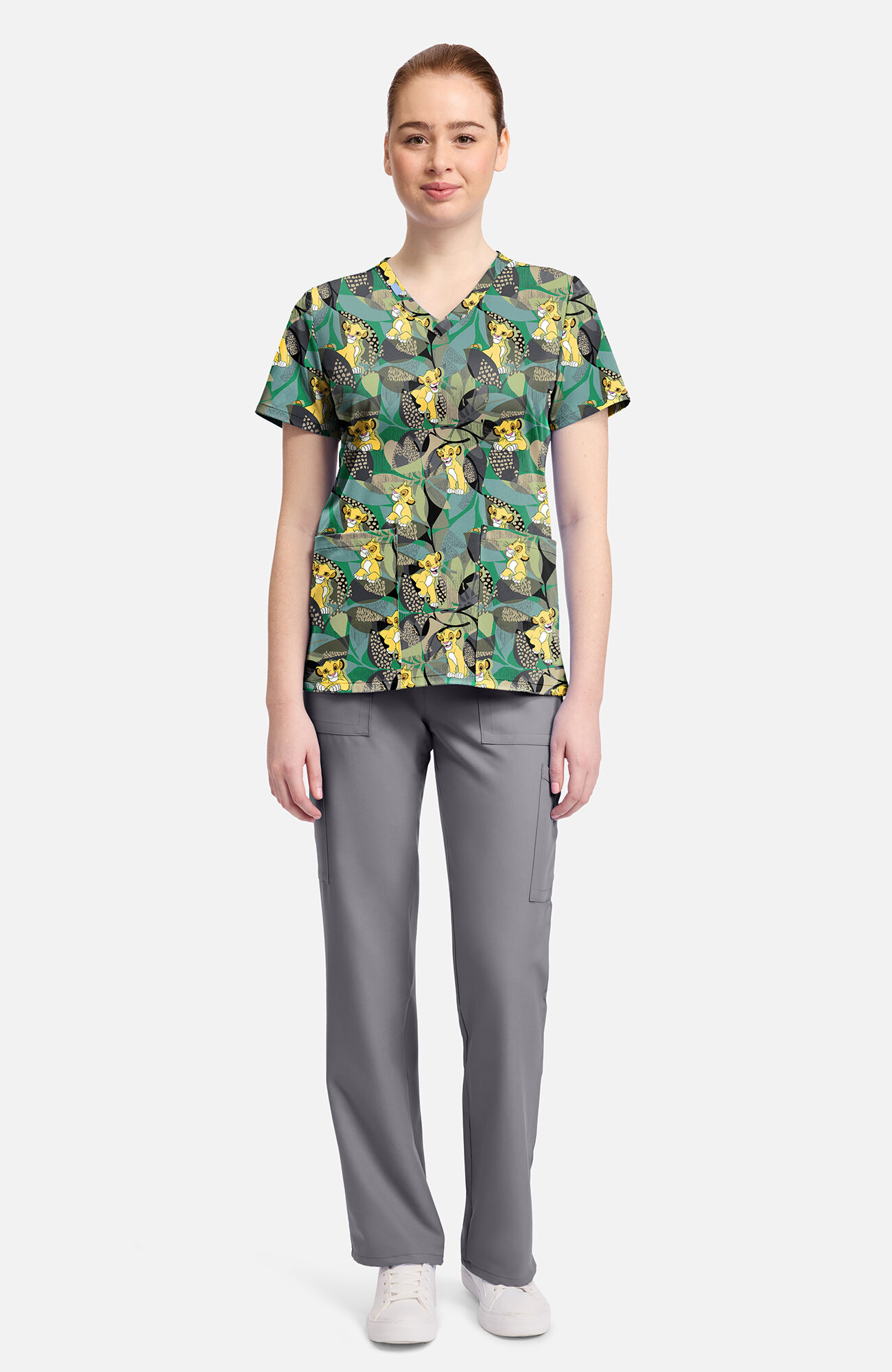 Women's Lion King Tropical Roar Print Scrub Top, , large