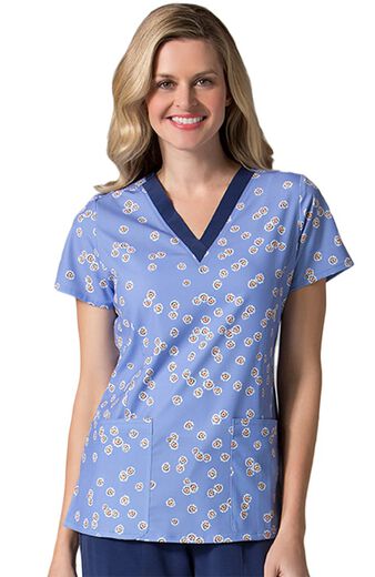 Clearance Women's V-Neck Floral Print Scrub Top