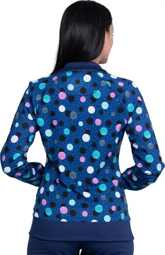 Clearance Women's Poppin' Polka Dots Navy Print Scrub Jacket