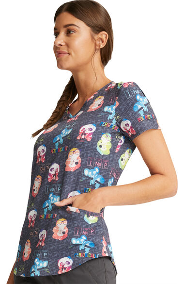 Clearance Women's Science Friends Print Scrub Top, , large