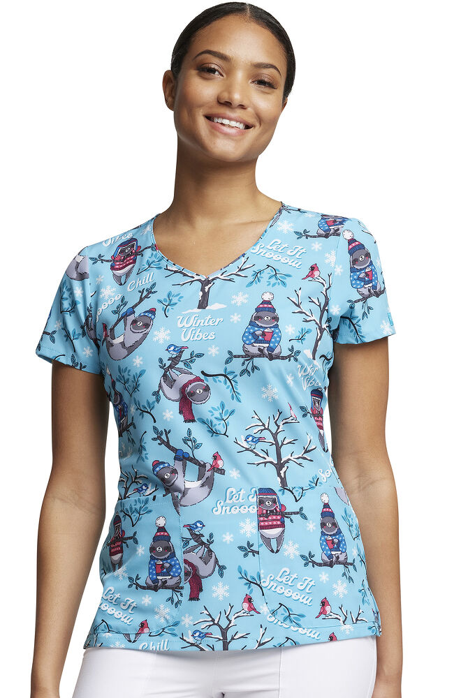 Winter print scrub top tops