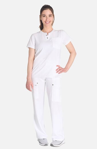 Women's Round Neck Henley Scrub Top Women's Round Neck Henley Scrub Top