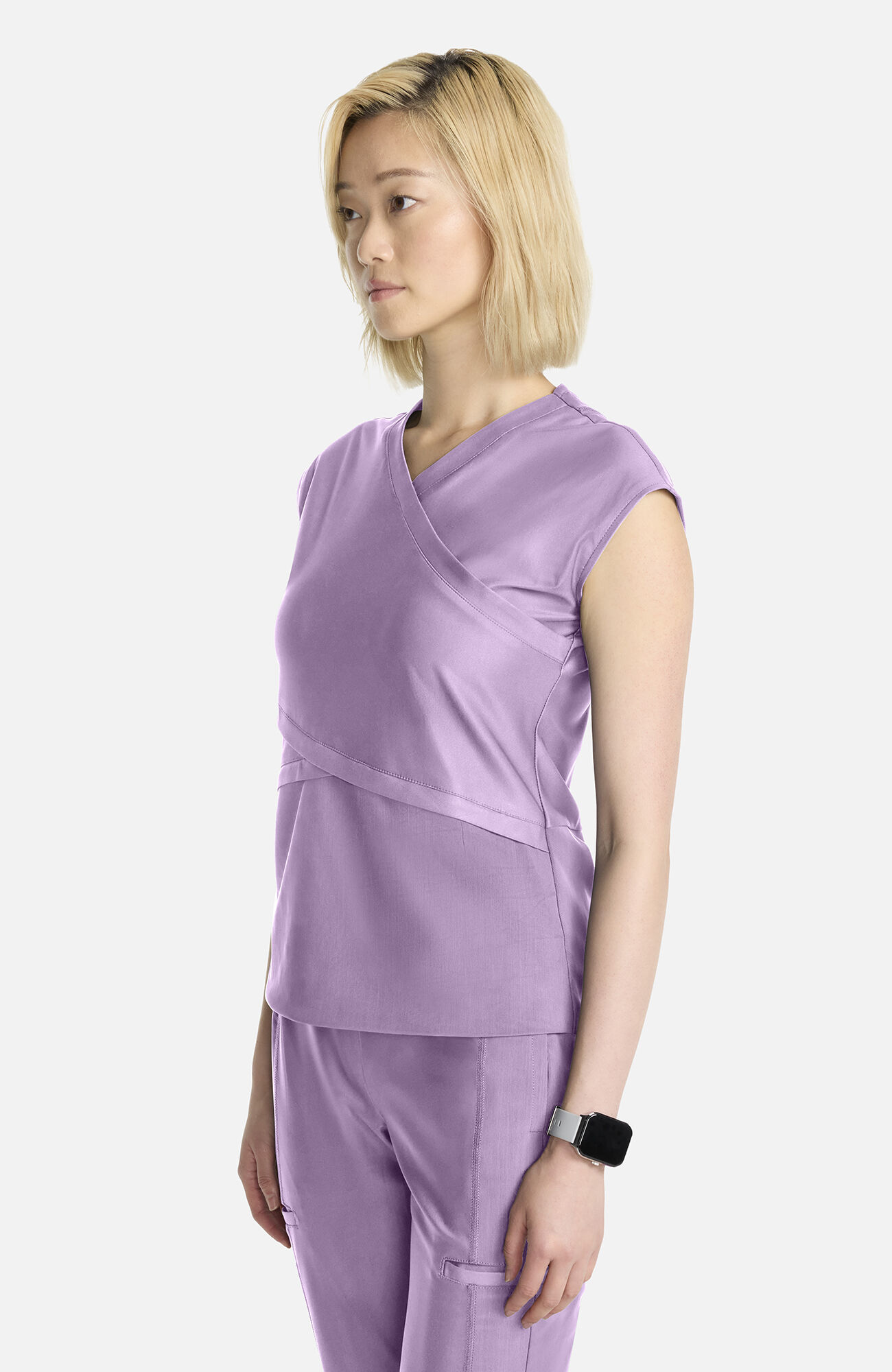 Women's Knit Dolman Wrap Scrub Top, , large