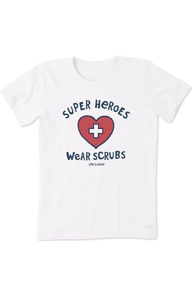 Women's Super Heroes Wear Scrubs Print Underscrub T-Shirt, , large