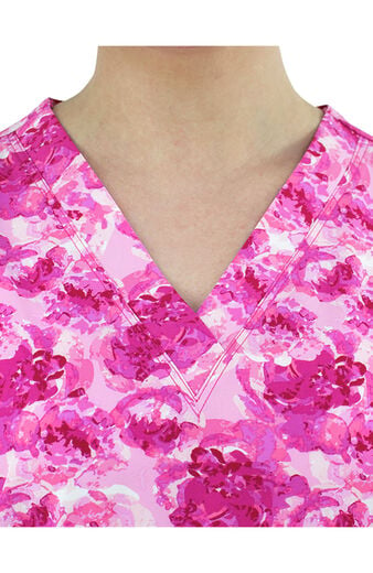 Clearance Women's Peony Pink Print Scrub Top