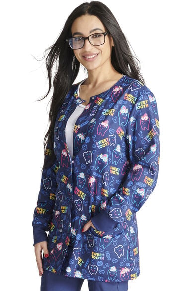 Clearance Women's Snap Front Sweet Tooth Print Jacket, , large