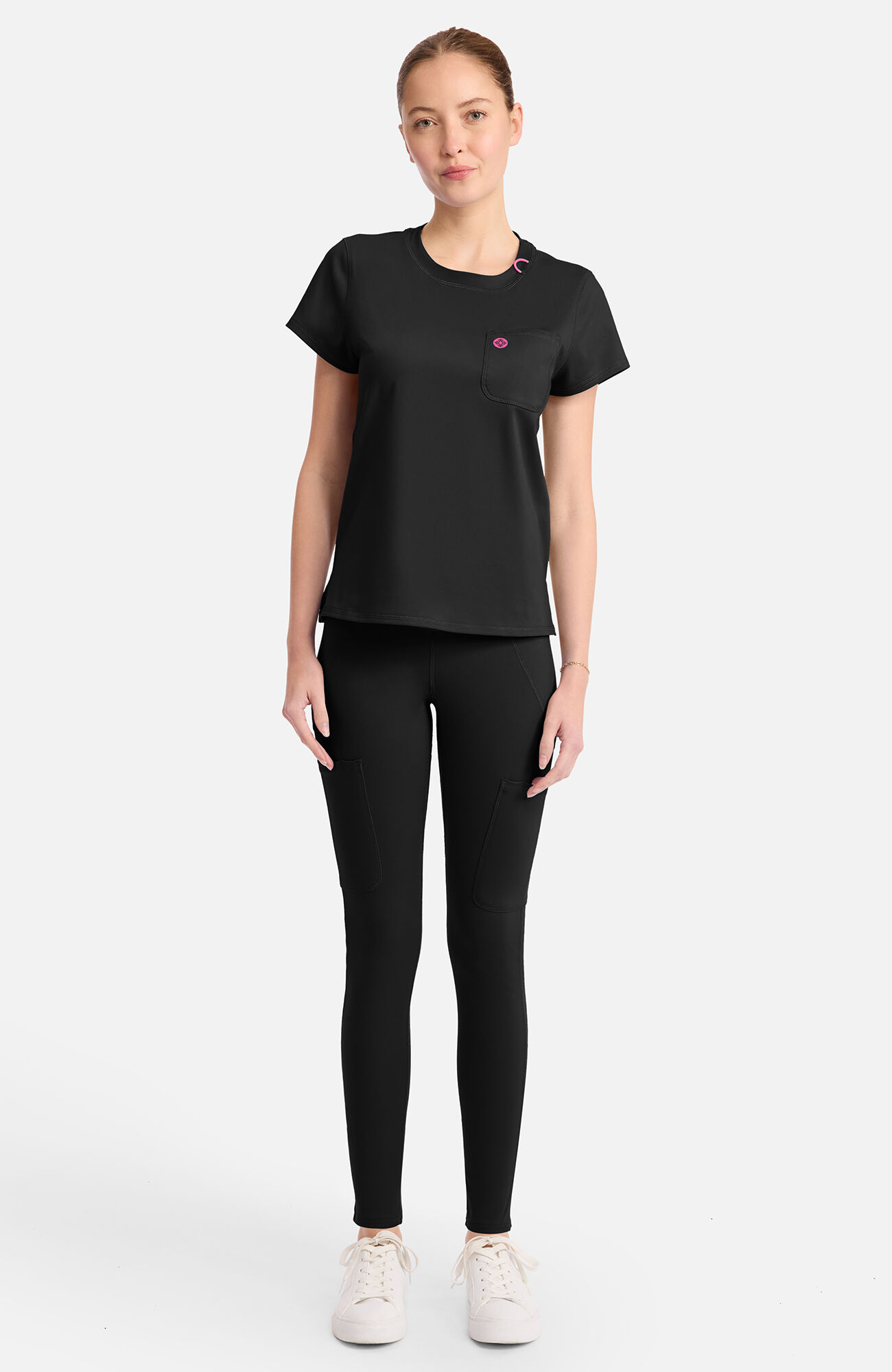 Women's Knit 2-Pocket Crew Neck Scrub Top