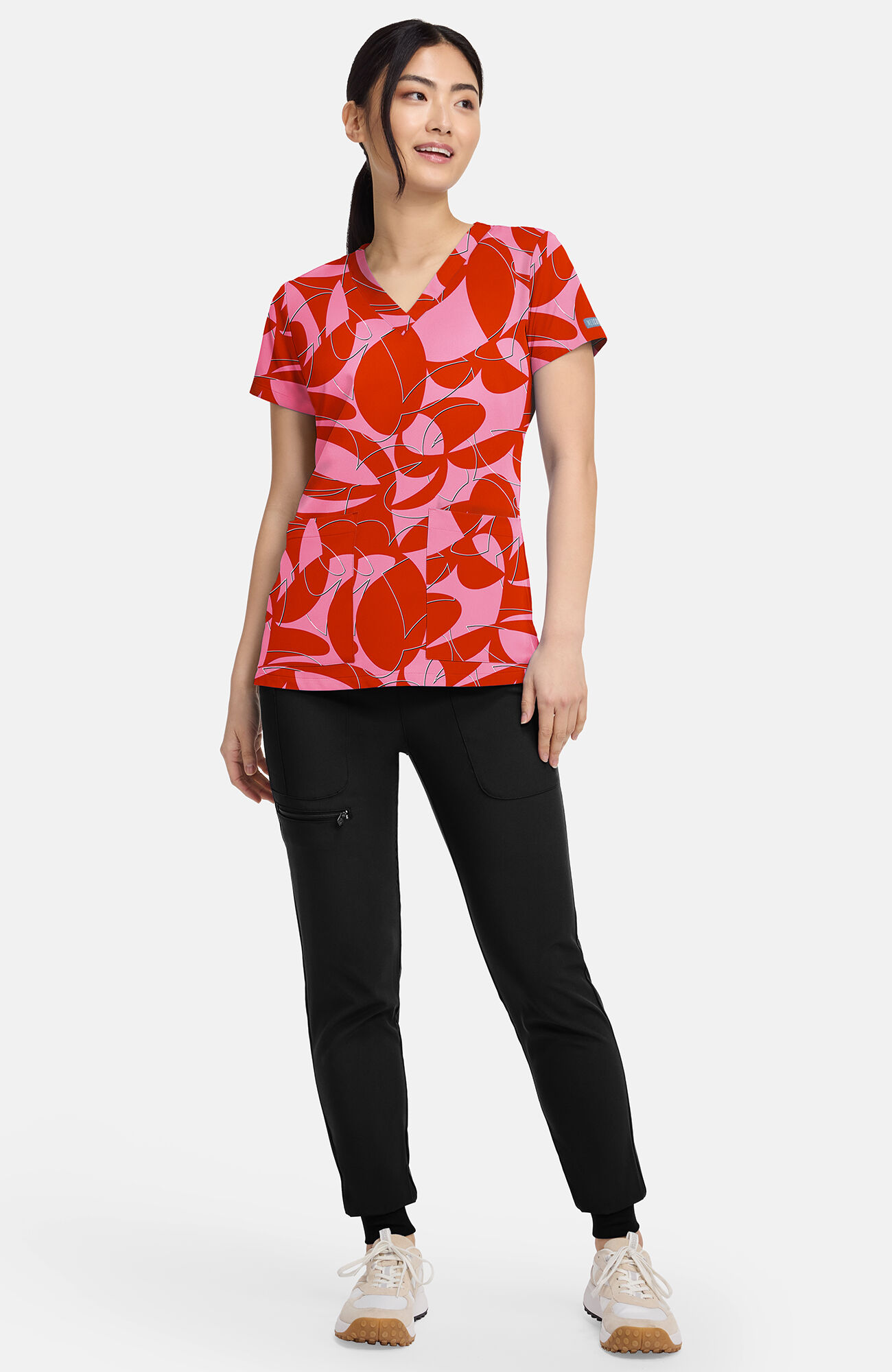 Women's Vicky Hopscotch Print Scrub Top
