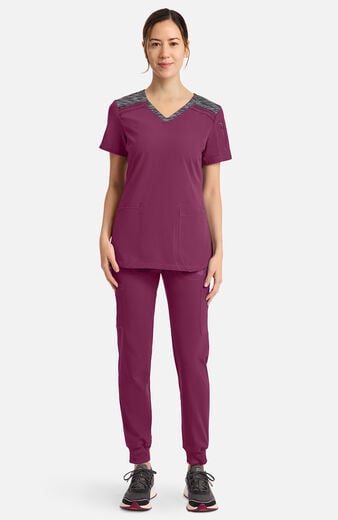 Women's Space Dye Panel V-Neck Scrub Top Women's Space Dye Panel V-Neck Scrub Top